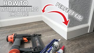 How To Install Baseboard Like A Professional With No Gaps DIY Pro Tips And Tricks For Beginners [upl. by Aehcsrop]