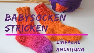 EINFACHE BABYSOCKEN stricken  Ausführliche Anleitung  06 Monate [upl. by Judas]