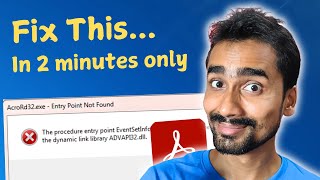 100 Fixed AcroRD32exe  Entry Point Not Found  Windows 7  Adobe Acrobat Reader Problem [upl. by Nirroc]