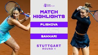 Karolina Pliskova vs Maria Sakkari  2023 Stuttgart Round 1  WTA Match Highlights [upl. by Marduk780]