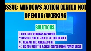 How to Fix Windows Action Center Not Opening or Not Working Crushed [upl. by Chadd]