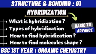 Hybridization and its types  Structure and bonding  Bsc 1st year chemistry  by Chemboost [upl. by Raina449]