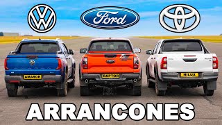 Ford Ranger Raptor vs Toyota Hilux vs VW Amarok ARRANCONES [upl. by Vala]