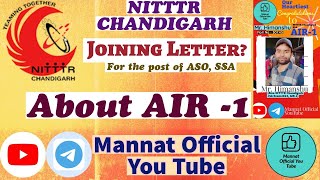 NITTTR Chandigarh ASO SSA Appointment Letter nitttr joining aso ssa [upl. by Nailil]