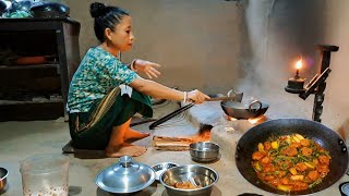 Village Kitchen Cooking In Rainy Day  Dal Bora Tarkari  Tini Dal Bora Bai Chakumra Bwswk Songmani [upl. by Allimak]