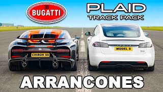 Bugatti Chiron Super Sport vs Model S Plaid Track Pack ARRANCONES [upl. by Ecinrev]