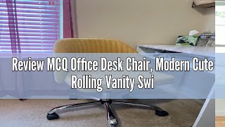 Review MCQ Office Desk Chair Modern Cute Rolling Vanity Swivel Task Chairs with Wheels Comfortable [upl. by Araihc868]