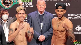 LEO SANTA CRUZ VS KEENAN CARBAJAL FULL UNDERCARD WEIGH IN AND FACE OFF VIDEO  THURMAN VS BARRIOS [upl. by Tdnaltroc]