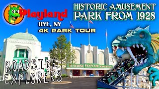 RYE PLAYLAND  4K Park Tour Vlog w Dark Ride POVs  Historic Amusement Park in Rye NY [upl. by Htedirem167]