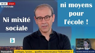 Ni mixité sociale ni moyens pour lécole  France Info TV 12 nov 2024 [upl. by Ecirb961]