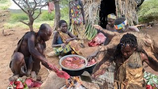 Hadzabe tribe way of cooking and eating together in the wild [upl. by Balbinder180]