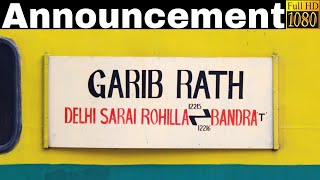 Announcement of Delhi S Rohilla  Bandra T Garib Rath Express at Jaipur Junction Railway Station [upl. by Assirhc]