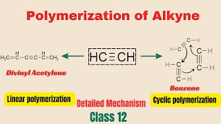 Polymerization of Alkyne  Conversion of acetylene into vinyl and divinyl acetylene Fsc class 12 [upl. by Lavinia]