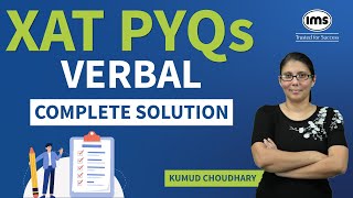 XAT PYQs Verbal Solution  XAT Previous Year Questions  XAT 2025 Preparation  Kumud Choudhary [upl. by Anaul]