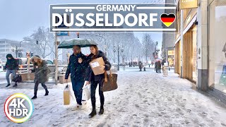 ❄️ Heavy Snowfall in Düsseldorf Germany January 2024 Walk in 4K HDR 60fps [upl. by Jestude742]