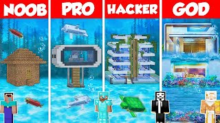 SECRET UNDERWATER HOUSE BUILD CHALLENGE  Minecraft Battle NOOB vs PRO vs HACKER vs GOD  Animation [upl. by Pearl]