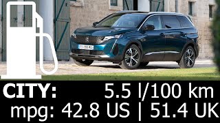 Peugeot 5008 Hybrid 136 48V eDCS6 CITY fuel consumption economy real test mpg l100 km urban [upl. by Ellivnarg]