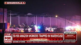 50 to 100 Amazon Workers Reportedly Trapped In Warehouse In Illinois [upl. by Earla]