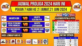 Jadwal Proliga 2024 Hari iniUpdate Klasemen amp Top Skor Voli Proliga 2024 TerbaruPekan 7Live Moji [upl. by Atinas]