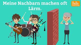 Deutsch lernen mit Dialogen  Lektion 36  Wie sind deine Nachbarn  Dativ nach quotWoquot [upl. by Mot33]