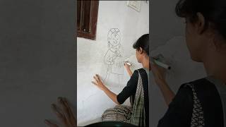 Namaste Wall Art 🎨🖌️ shorts youtubeshorts wallpainting art [upl. by Dugas]