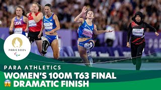 😱 Dramatic Finish in the Womens 100m T63 Event  Para Athletics  Paris 2024 Paralympics [upl. by Kcirred]