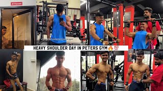 Heavy Shoulder workout at peters gym🔥💯 gym workout gym youtube gymexercises motivation vlog [upl. by Enelhtak]