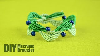 DIY Macrame Leaf Bracelet with Berries [upl. by Fuld]