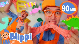 Blippi Bakes a Dinosaur Cookie  Cricket’s Candy Creations  Educational Videos for Kids [upl. by Brear]