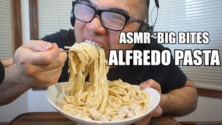 ASMR BIG BITES  ALFREDO PASTA [upl. by Ynabla]