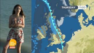 Laura Tobin Broadstairs Kent In The Sea GMB Weather 2016 09 08 [upl. by Anahsar]