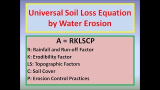 Universal Soil Loss Equation by Water Erosion [upl. by Anirdna]