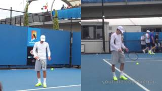 Bernard Tomic  Serve in Slow Motion MultiAngle Split Screen in HD [upl. by Anaitsirc]