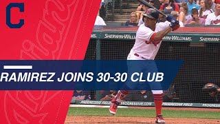 Jose Ramirez joins exclusive 3030 club in 2018 [upl. by Dituri]