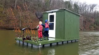 Camping amp Fishing on Floating Cabin Built From Scratch My Quarantine Bug Out Cabin [upl. by Aenel]