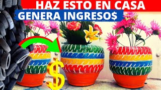 COMO HACER MACETAS DE LLANTAS USADAS 💰♻ COMO GANAR DINERO DESDE CASA [upl. by Kotta]