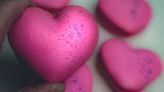 Heart Shaped Macarons  Piping and template tricks to perfect your hearts [upl. by Anesuza]