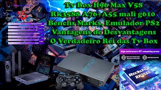 Tv Box H96 Max V58 Rk3588  Jogos de Ps2 no Aether sx2 e Benchs Marks [upl. by Bonaparte]