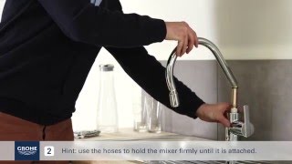 Install a GROHE single lever kitchen mixer with pullout mixer spout [upl. by Bilac]