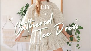 DIY  Gathered Tee Dress [upl. by Aketahs614]