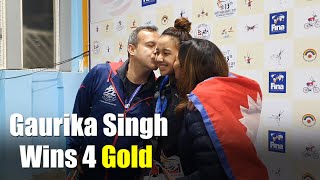 GAURIKA SINGH WINNING MOMENT  4 GOLD in 13th SAG  NEPAL [upl. by Htebasyle]