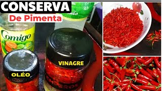 COMO FAZER CONSERVA DE PIMENTA  MALAGUETA  ÓLEO E VINAGRE [upl. by Lenra806]