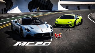 Maserati MC20 Vs Lamborghini Huracan Performante The Crew 2 Stock Battle 4K [upl. by Pollie]