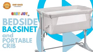 BABY JOY Bedside Bassinet Co Sleeper Portable Crib 👶 Review [upl. by Haidebez]