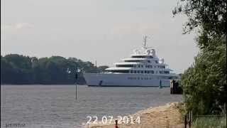 Mega Yacht AZZAM  Weser höhe Brake Unterweser  Germany [upl. by Anaylil]