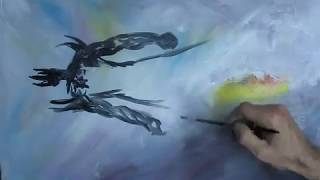 Melkor vs Fingolfin Oil Painting on Canvas [upl. by Barina]