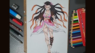 Drawing NEZUKO Demon form  Demon Slayer  Kimetsu no Yaba DESENHANDO [upl. by Tsenre234]