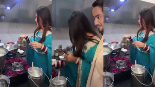 Adnan Shaikh Wife Ayesha First Rasoi Making Halwa in Sasural After Wedding [upl. by Adnalor948]