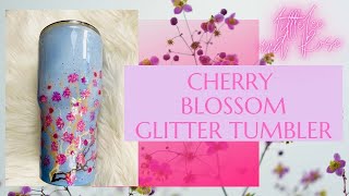 DIY Glitter Tumbler Cherry Blossoms  epoxy ideas [upl. by Hedvig]