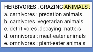 WORD ANALOGY  HERBIVORES  GRAZING ANIMALS [upl. by Hafirahs235]